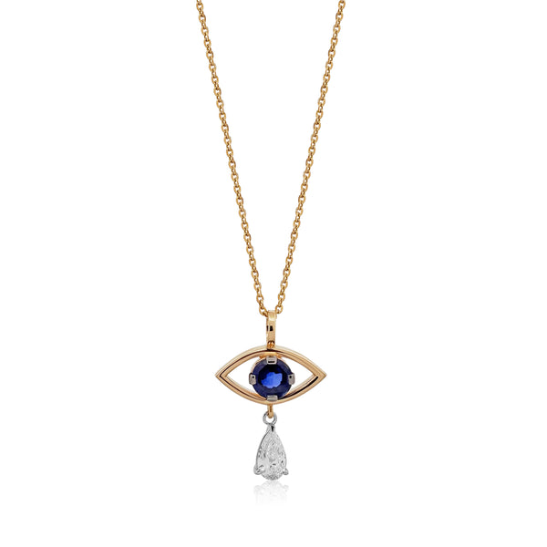 Evil Eye Pendant with Pear Shape Drop 1.58 carats TW