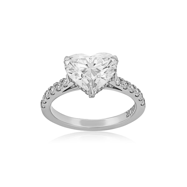 Heart Shape Diamond Ring with Side Stones 3.56cts TW