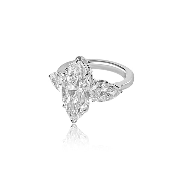 3 Stone Ring with Marquise Center 5.02cts TW