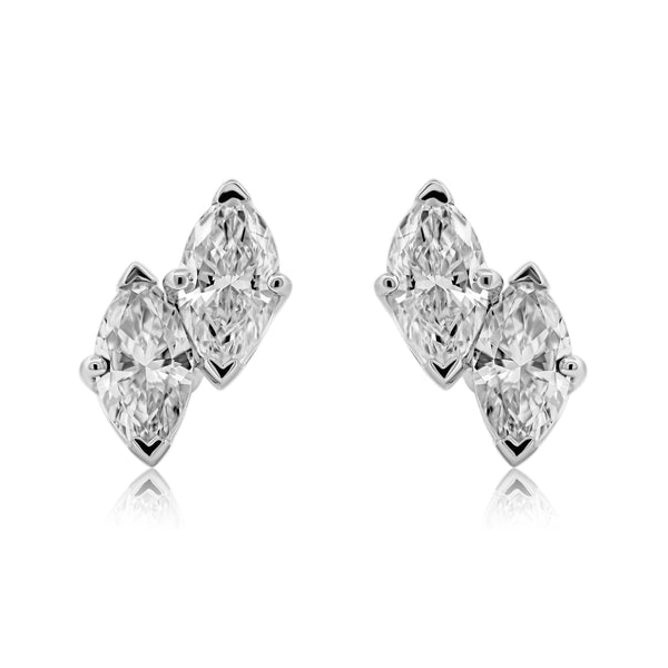 Offset Twin Marquise Cut Earrings 1.07cts TW