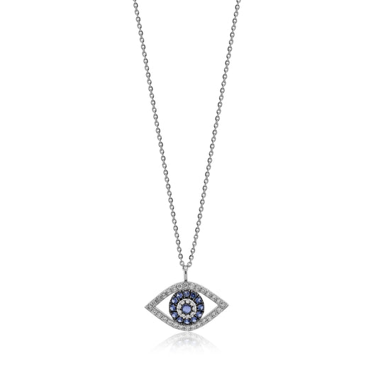 Diamond and Sapphire Evil Eye Pendant 0.76 carats TW