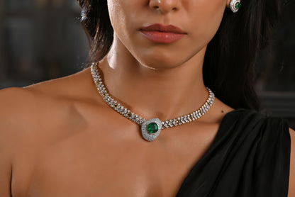 14.42 ct TW Emerald Necklace