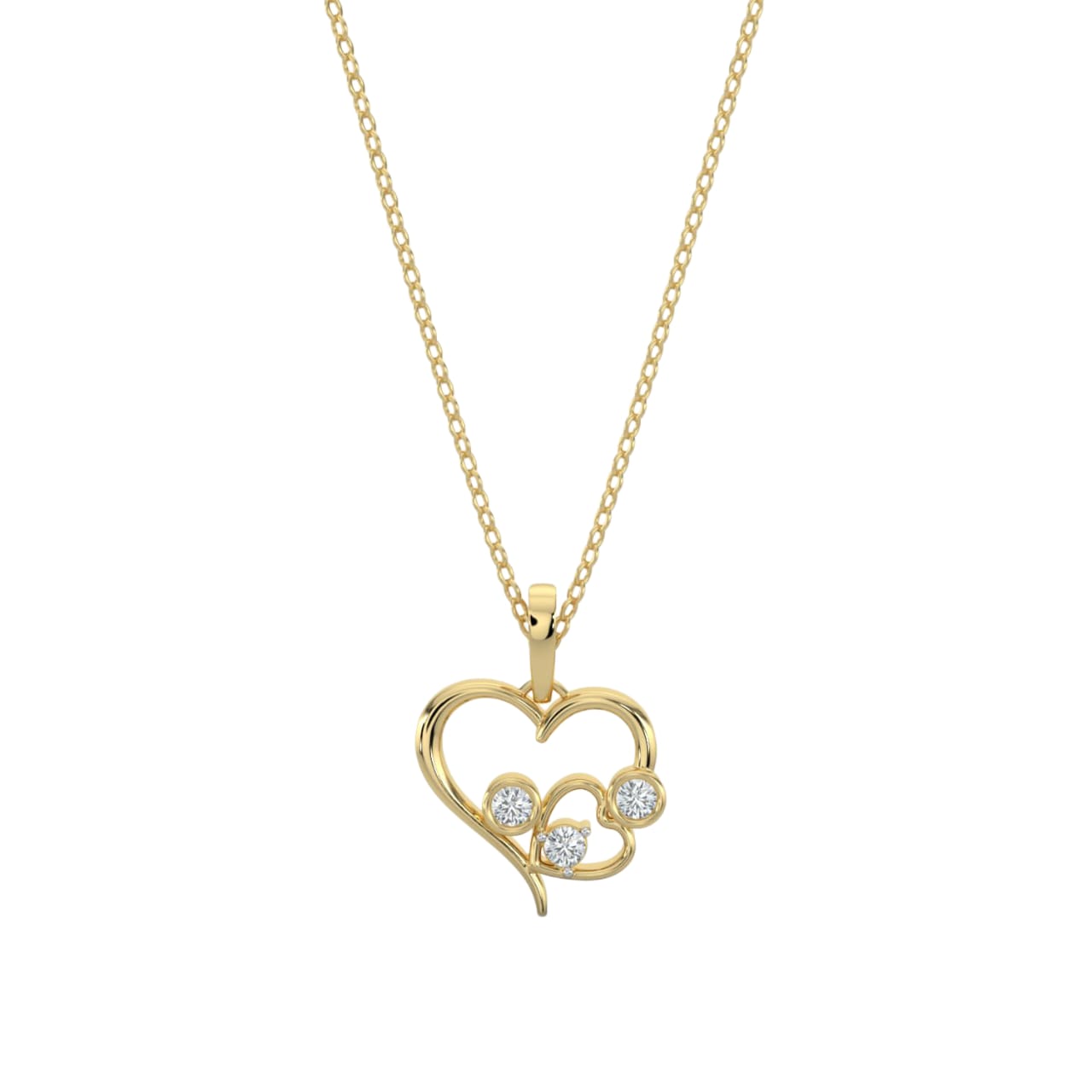 Heart Design Diamond Pendents With Gold Chain 