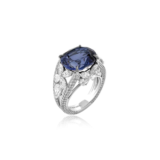 3.59 TW 9.69 CTS Blue Sapphire Colour Stone Diamond Ring