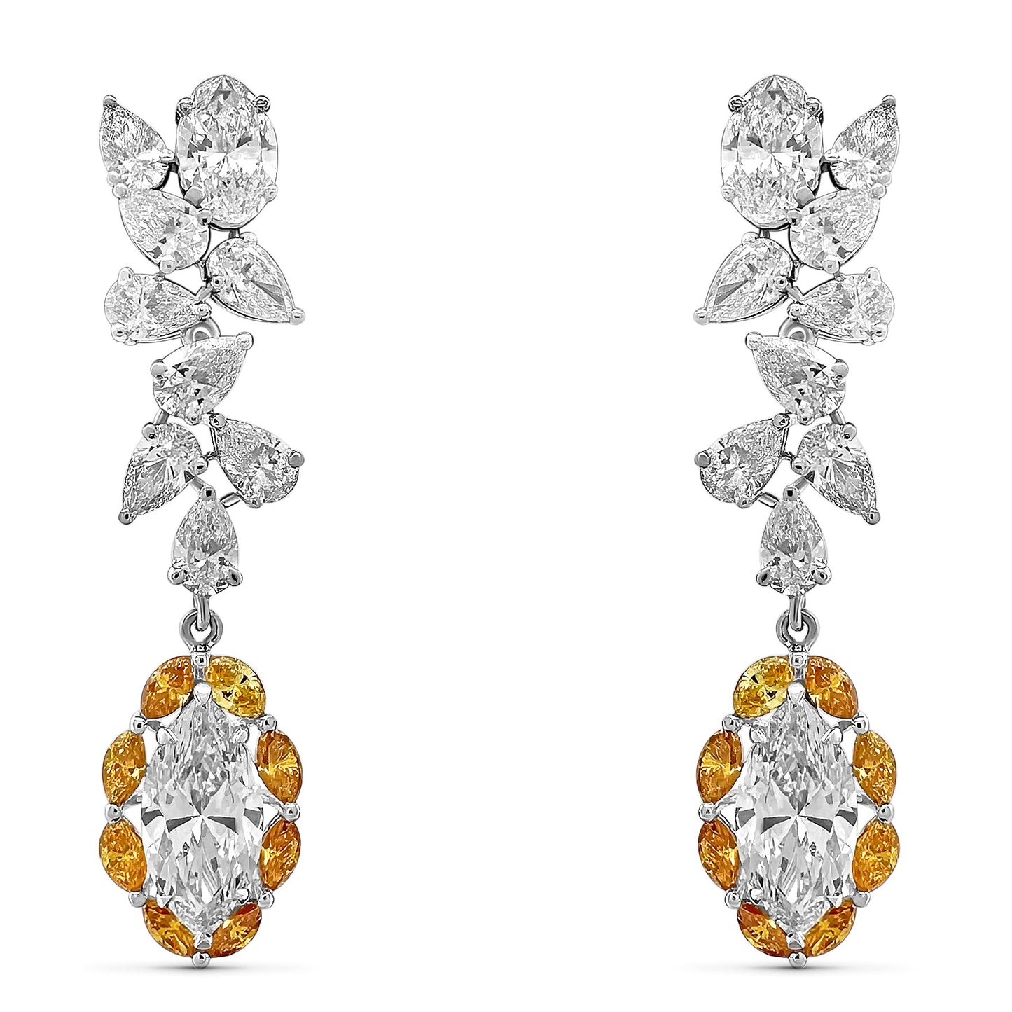 Graceful Drop Pattern Diamond  Earrings 9.66 cts TW