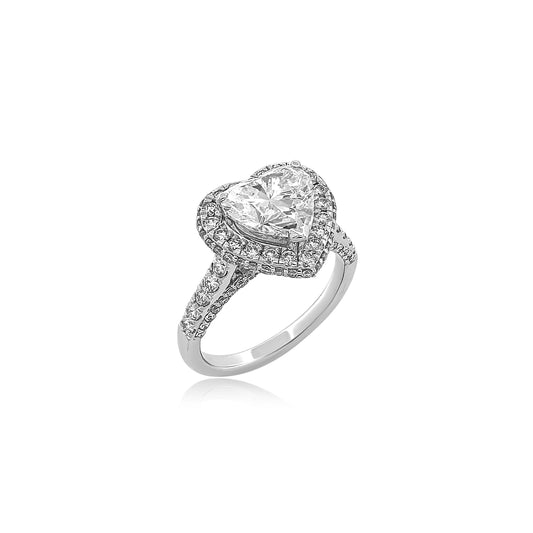 Halo Set Heart Shape Ring 3.01ct TW