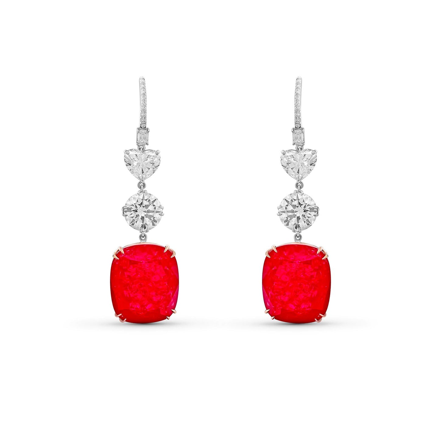 10.75 ct TW Ruby Diamond Earrings