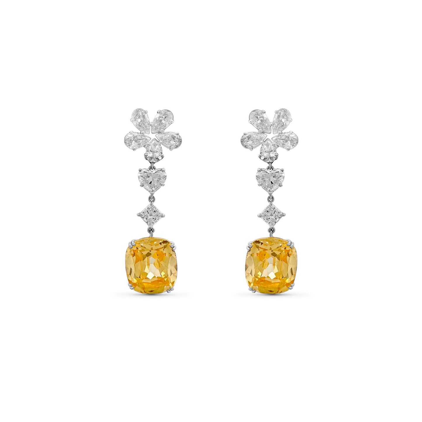 Yellow Cl Stone lab grown diamond earrings for women