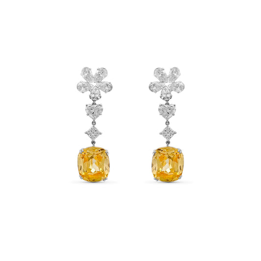 Diamond Earrings 7.81 cts TW Yellow Cl Stone 42.83 cts