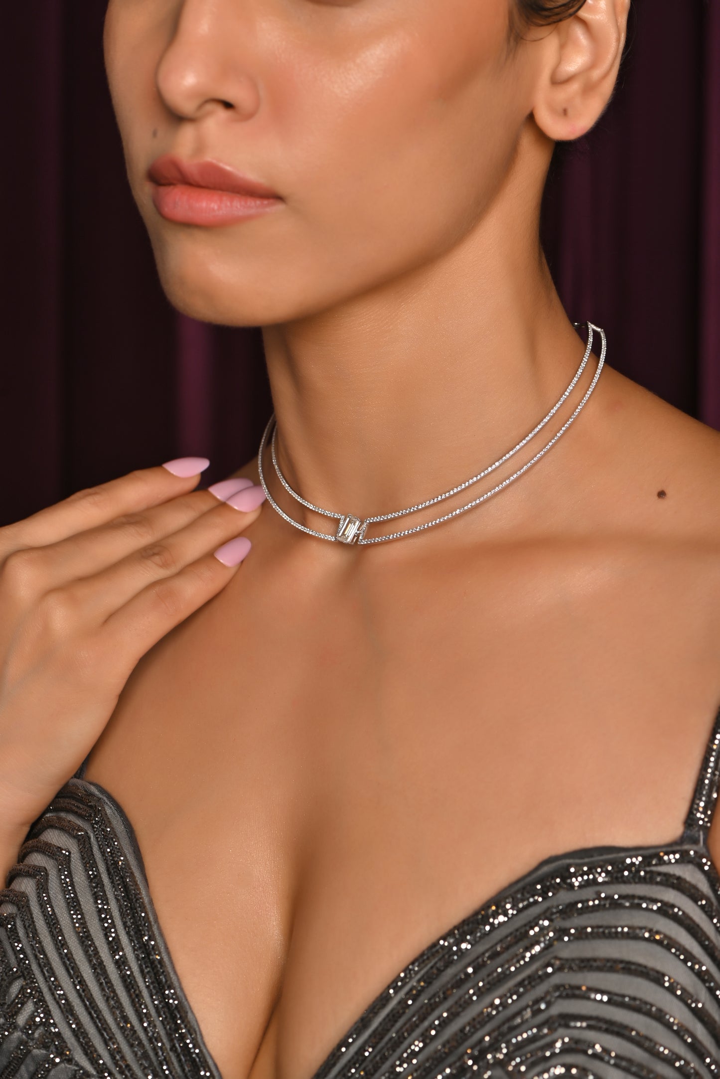 V Neck Diamond Grown Necklace 